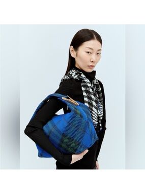 Burberry Medium Duffle Bag Handbag Knit knight quiet luxury blue gold luxe chic